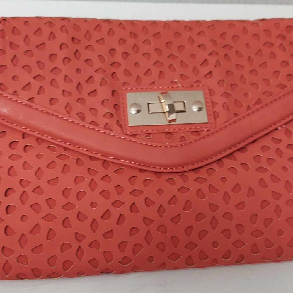 Aldo Coral Clutch with Gold Chain See Pictures
